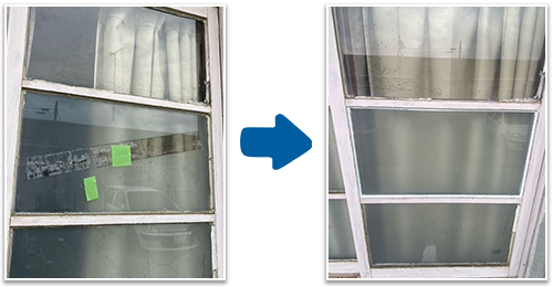 窓の磨りガラス修理