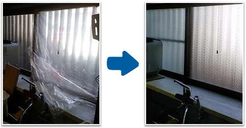 香久山で台所の窓ガラス修理と戸車交換