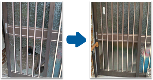 瀬戸市八幡台で玄関引き戸の型板ガラス修理