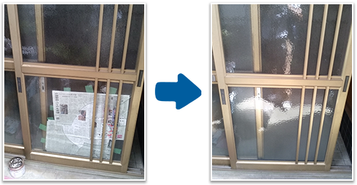玄関の引き戸のドアガラス交換