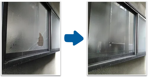 キッチンの窓ガラス修理