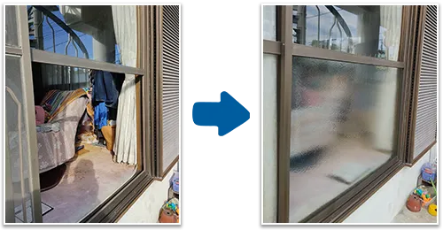 住居の掃き出し窓ガラス修理
