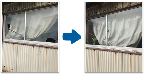 工場の窓ガラス修理