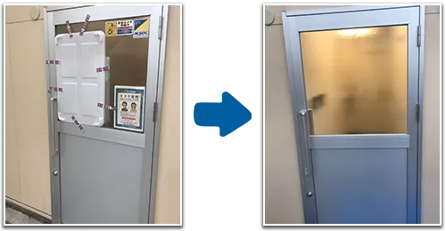 店舗のドアガラス修理