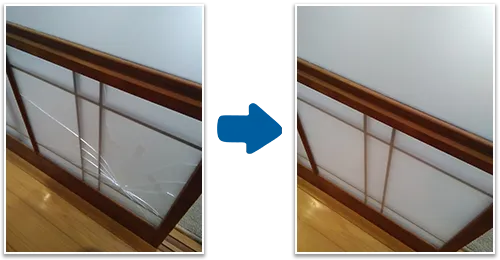 座敷の間仕切り戸のガラス修理