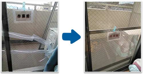 窓の透明網入りガラス修理