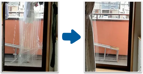 ベランダの窓ガラス修理
