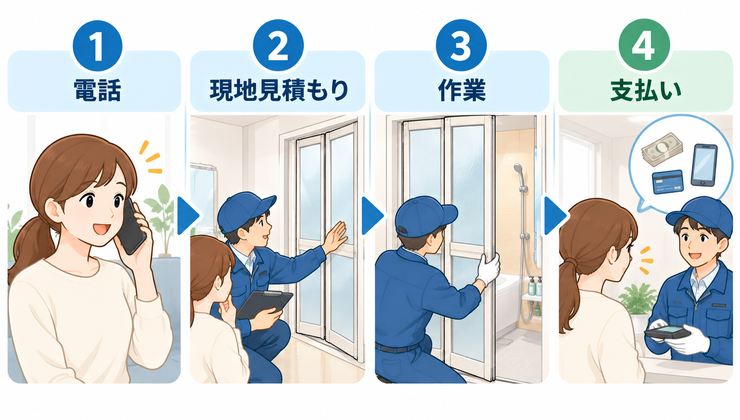 浴室折れ戸の交換依頼の流れ