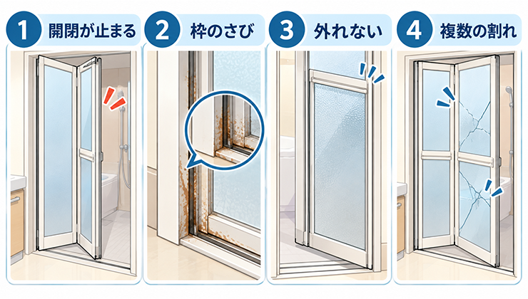 浴室折れ戸のトラブル4選