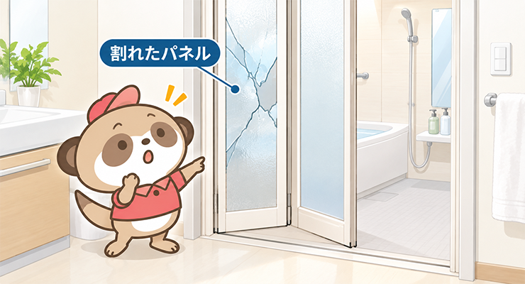 割れた浴室ドア