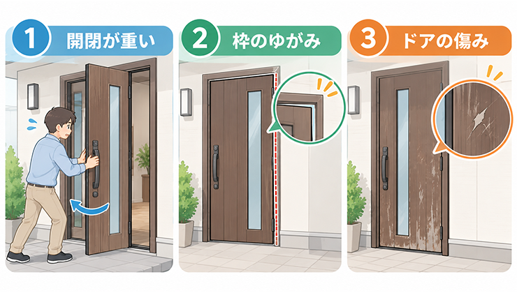 玄関ドアの3つのトラブル
